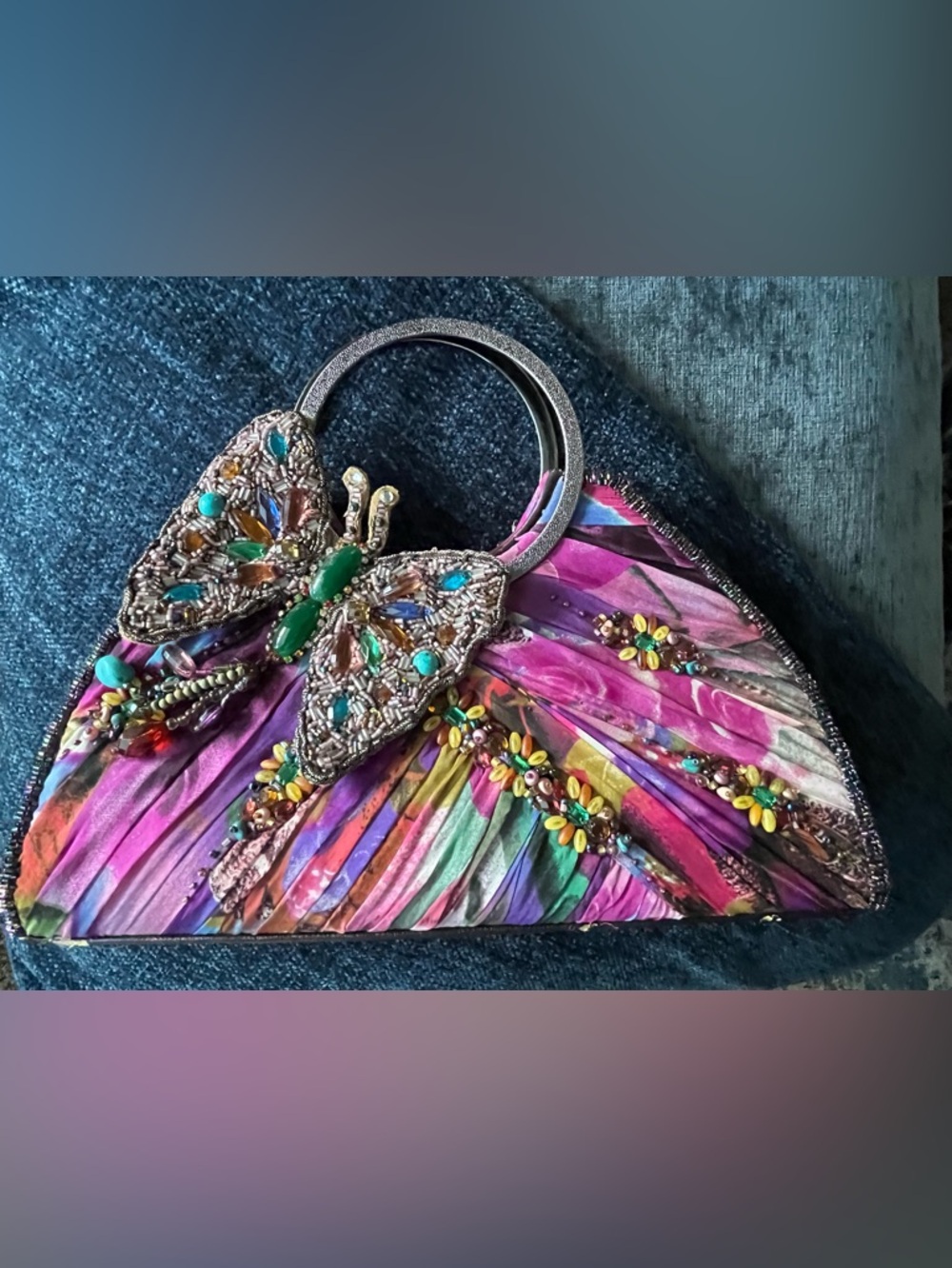 Mary Frances Multicolor Beaded Butterfly 🦋 Handbag Purse
